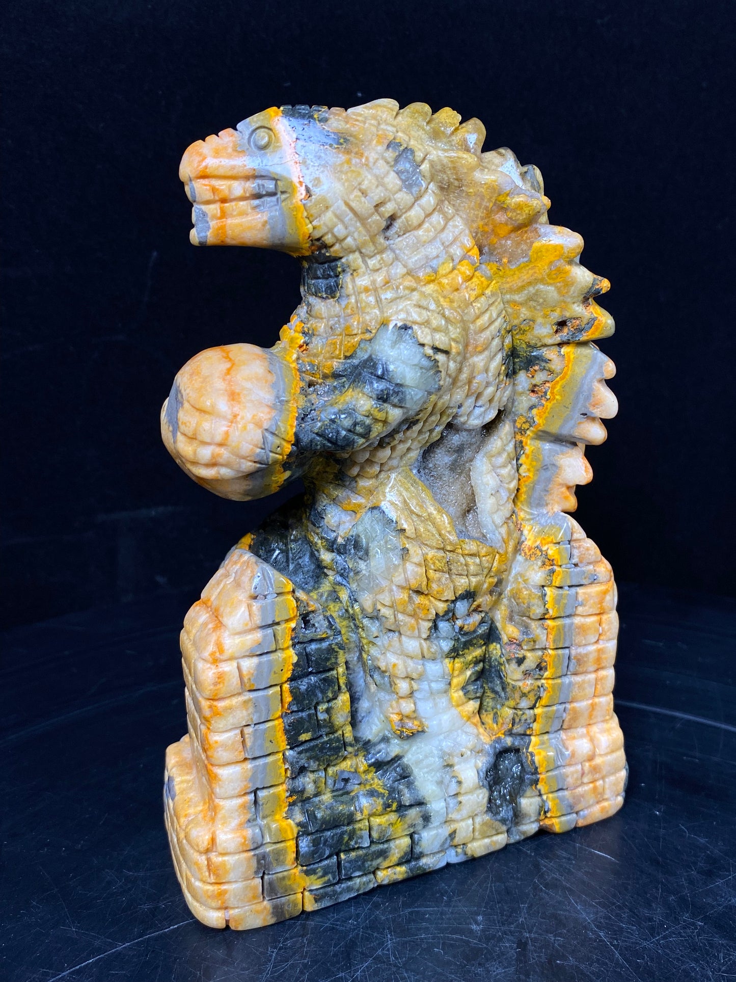 132-Bumble bee jasper dinosaur carving #0783