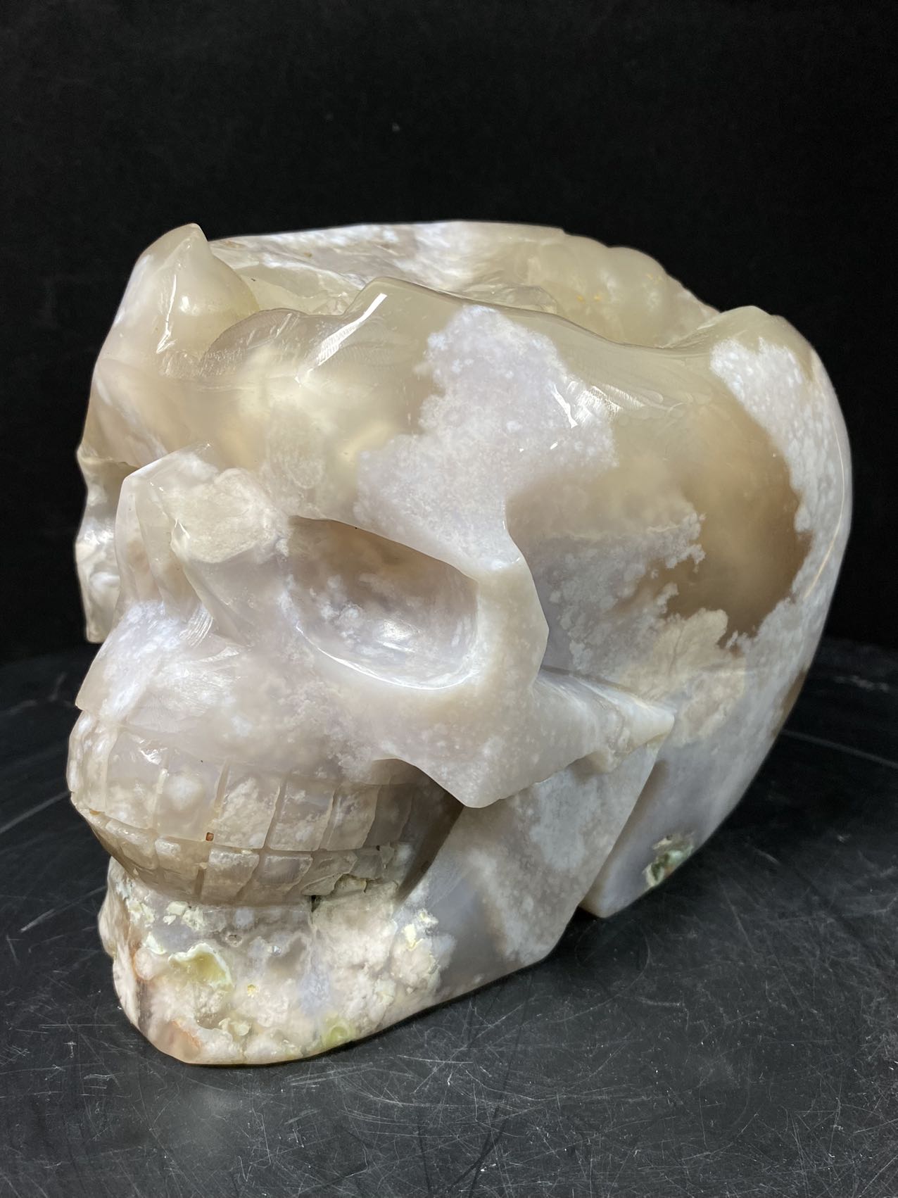 106-Flower agate skull #3451