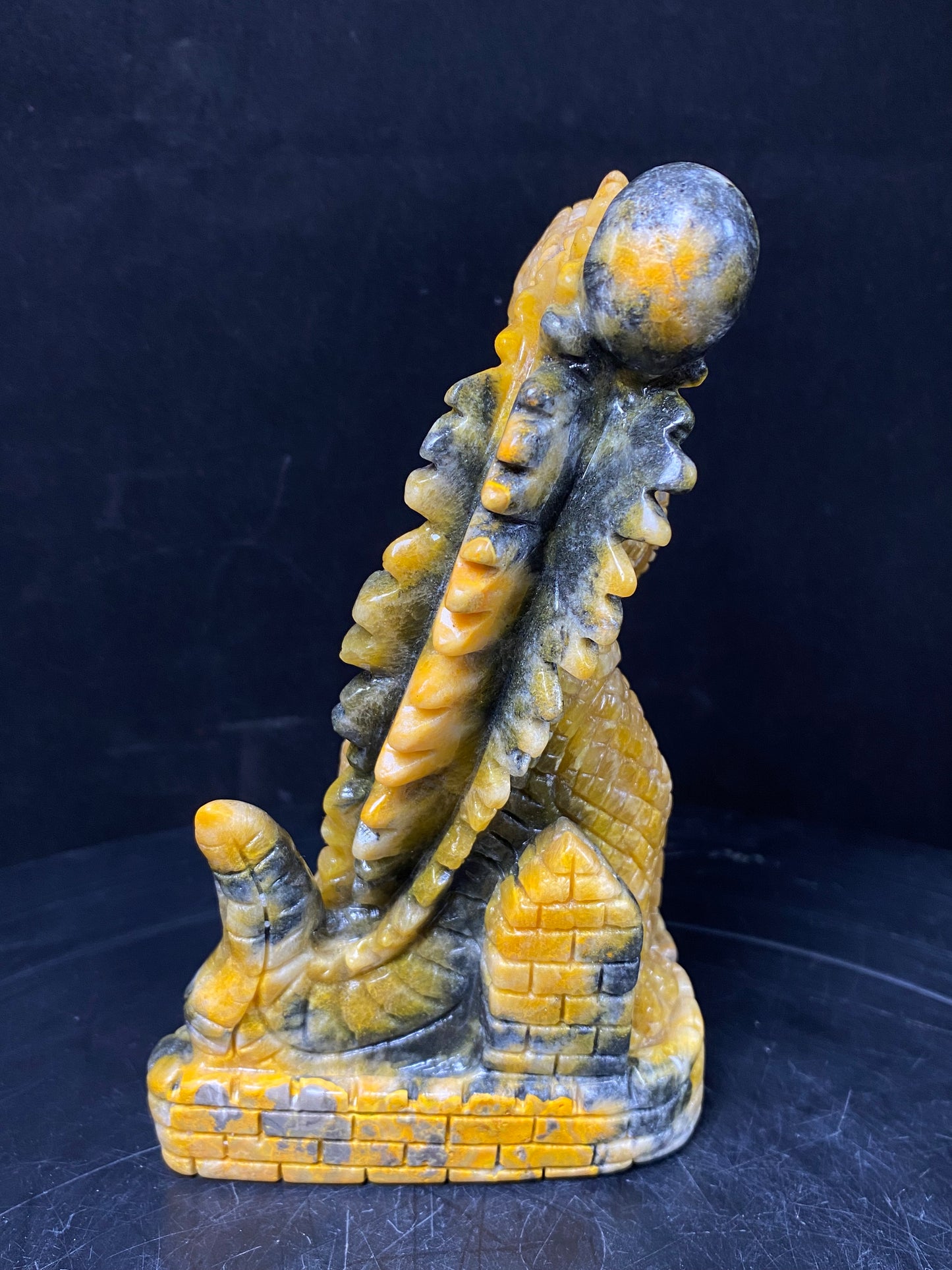 133-Bumble bee jasper dinosaur carving #1024