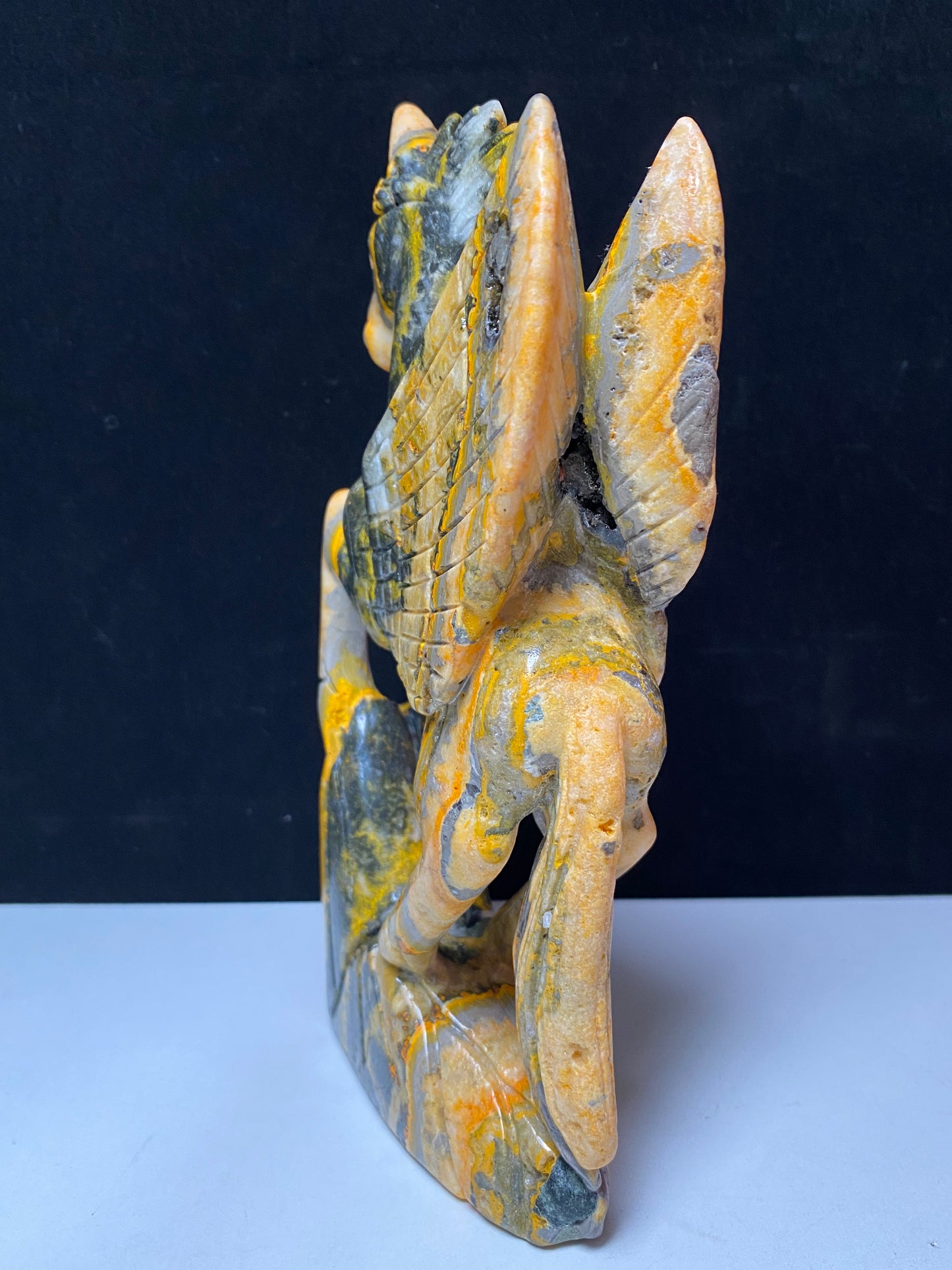 128-Bumble bee jasper unicorn carving #1089