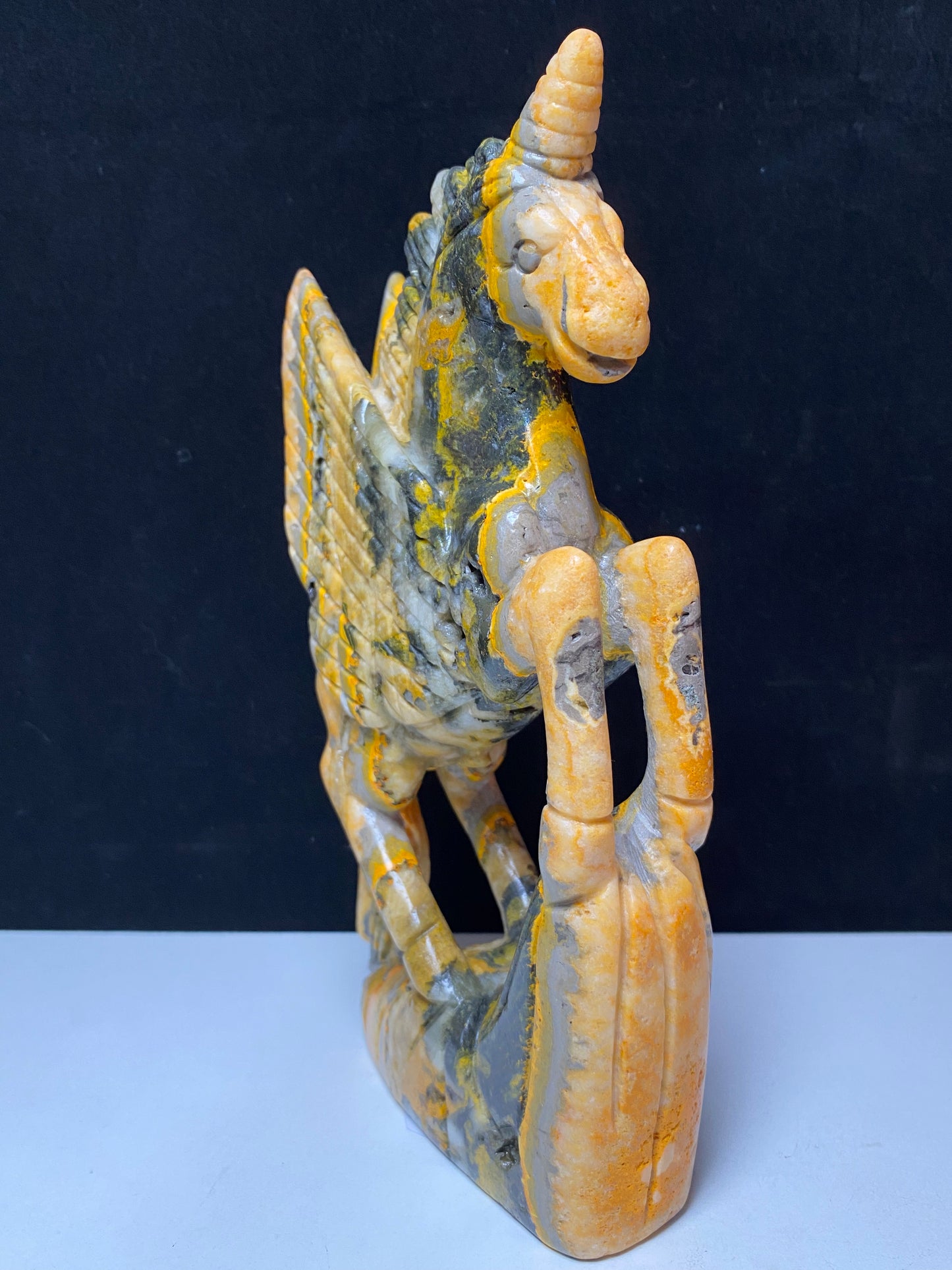 128-Bumble bee jasper unicorn carving #1089