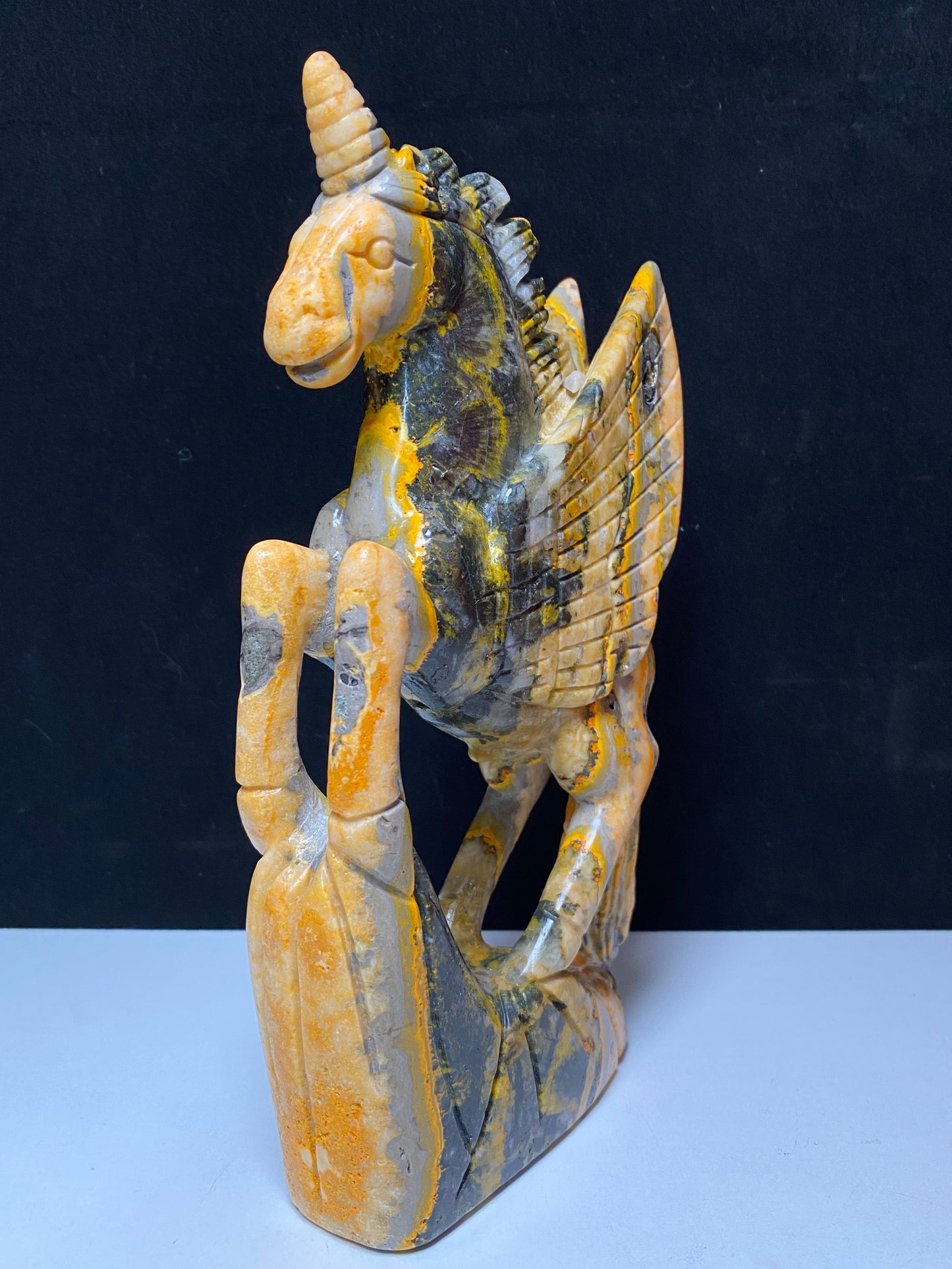 128-Bumble bee jasper unicorn carving #1089