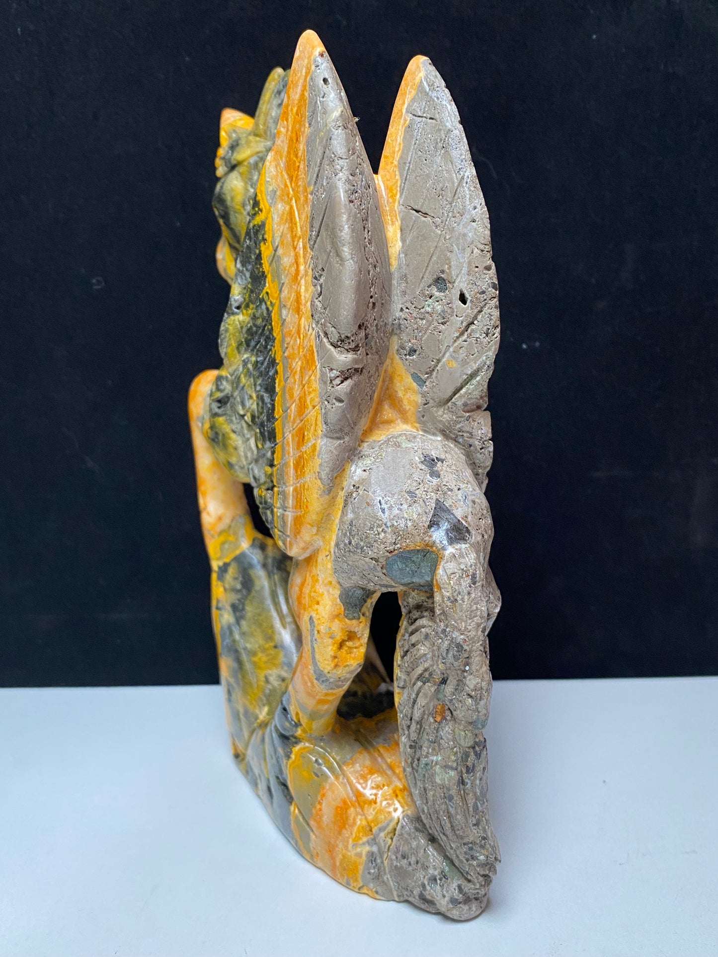 126-Bumble bee jasper unicorn carving #1366