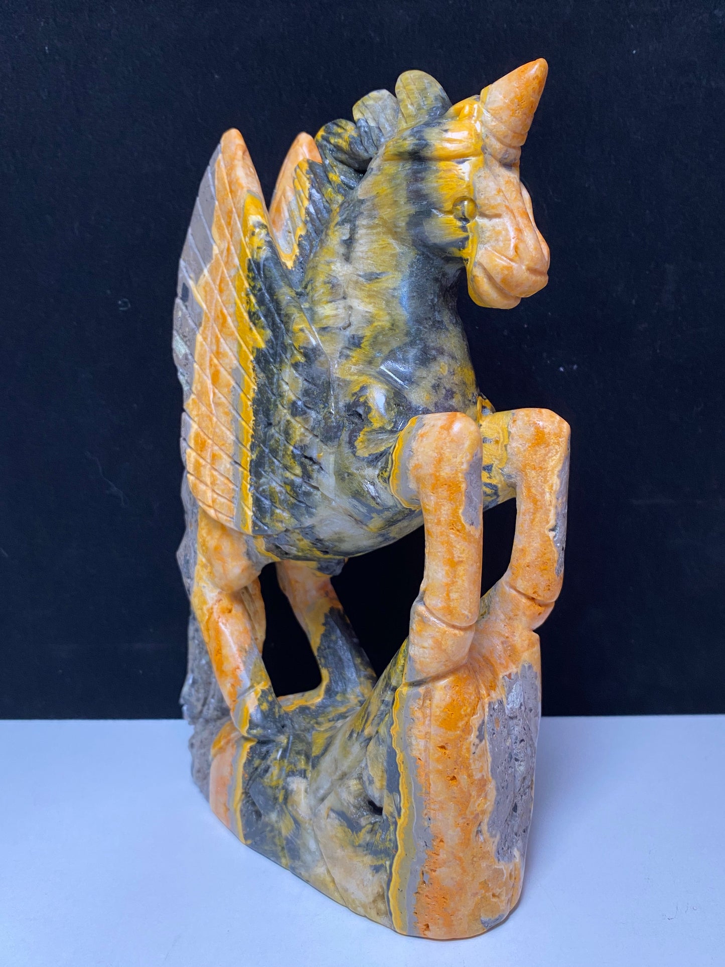 126-Bumble bee jasper unicorn carving #1366