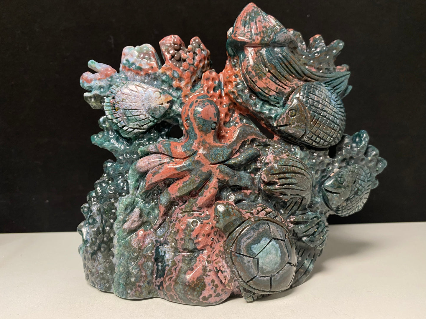 064-Ocean jasper underwater world carving #1185