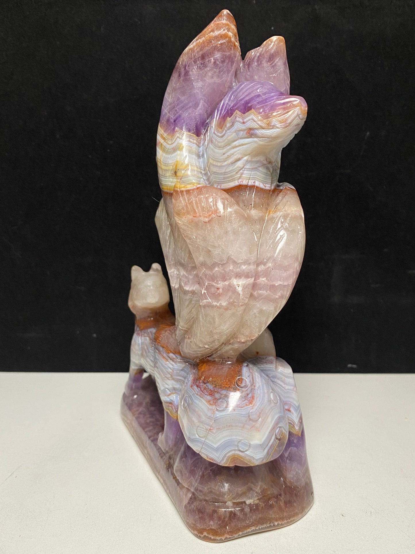 Banded amethyst ninetails fox carving #1781