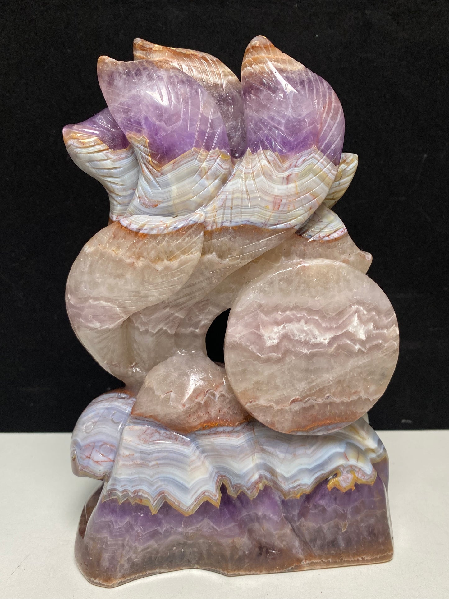 Banded amethyst ninetails fox carving #1781