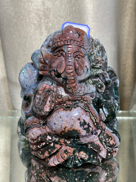 061-Ocean jasper Ganesha carving #1521