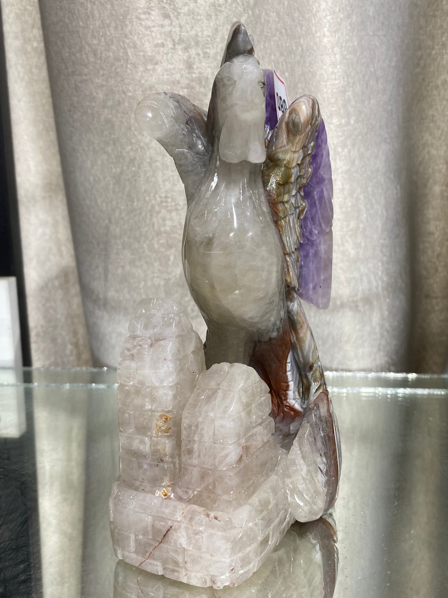 088-Banded amethyst agate phoenix carving #1666