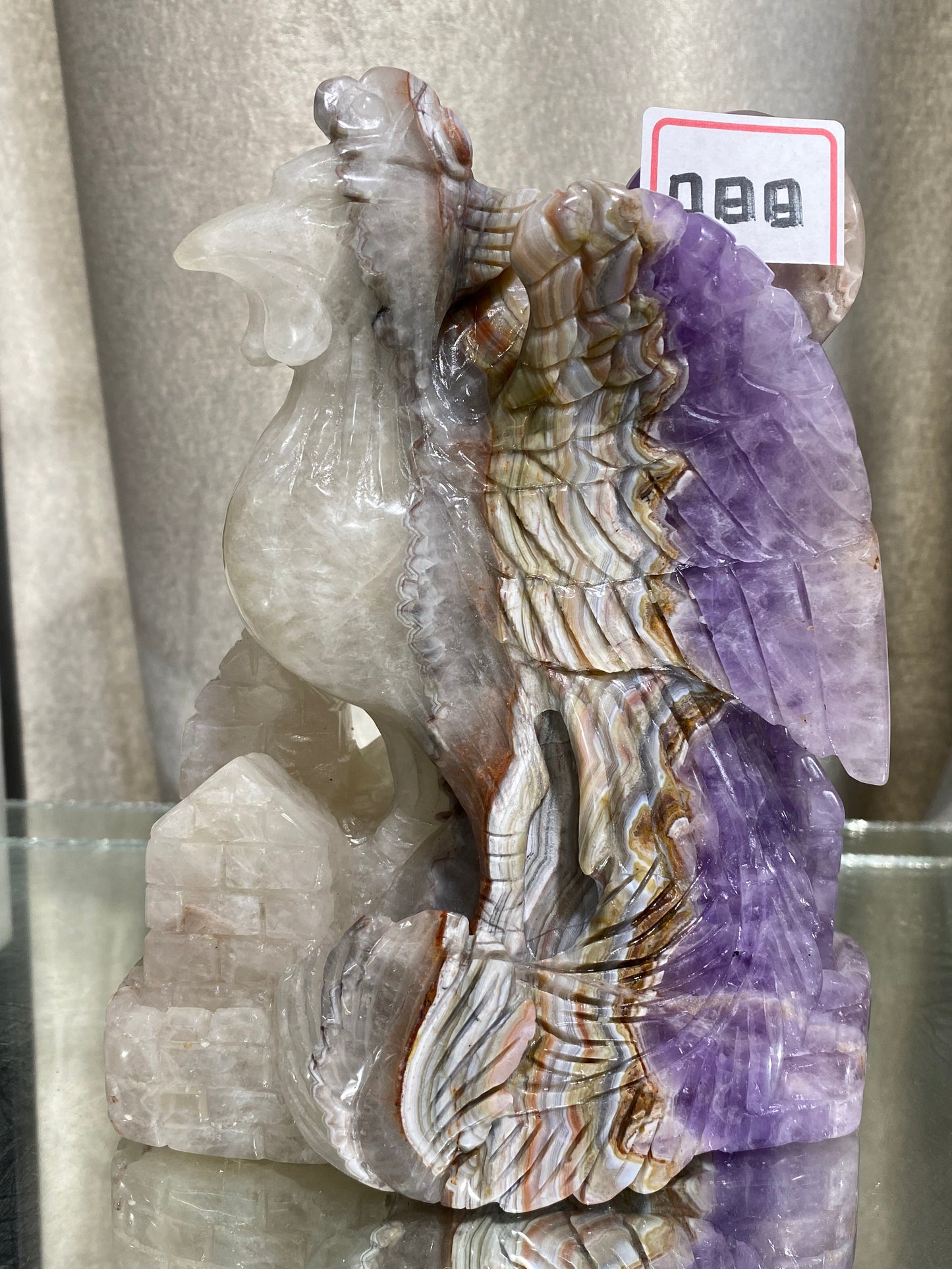 088-Banded amethyst agate phoenix carving #1666