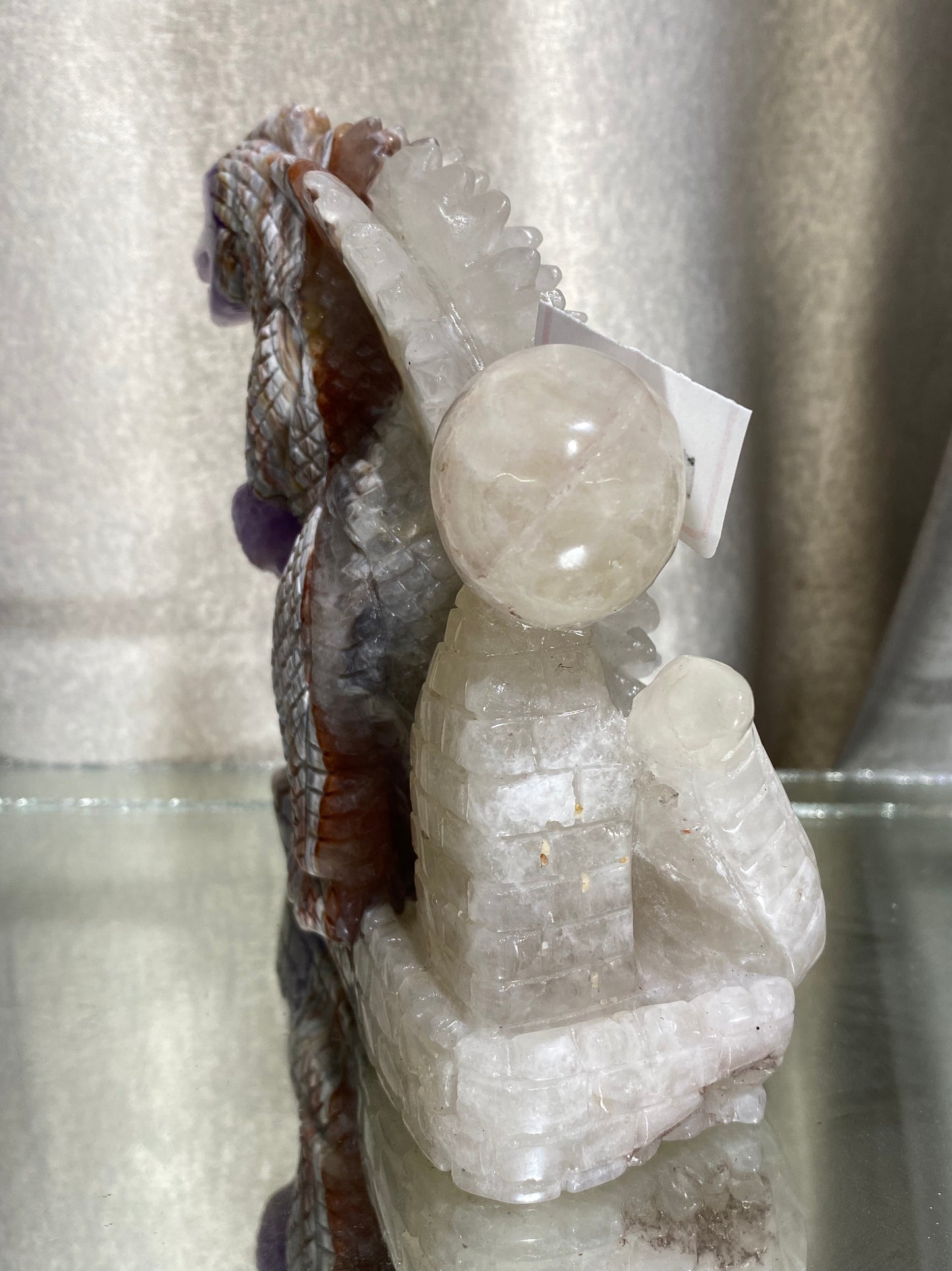 096-Banded amethyst agate dinosaur carving #1551