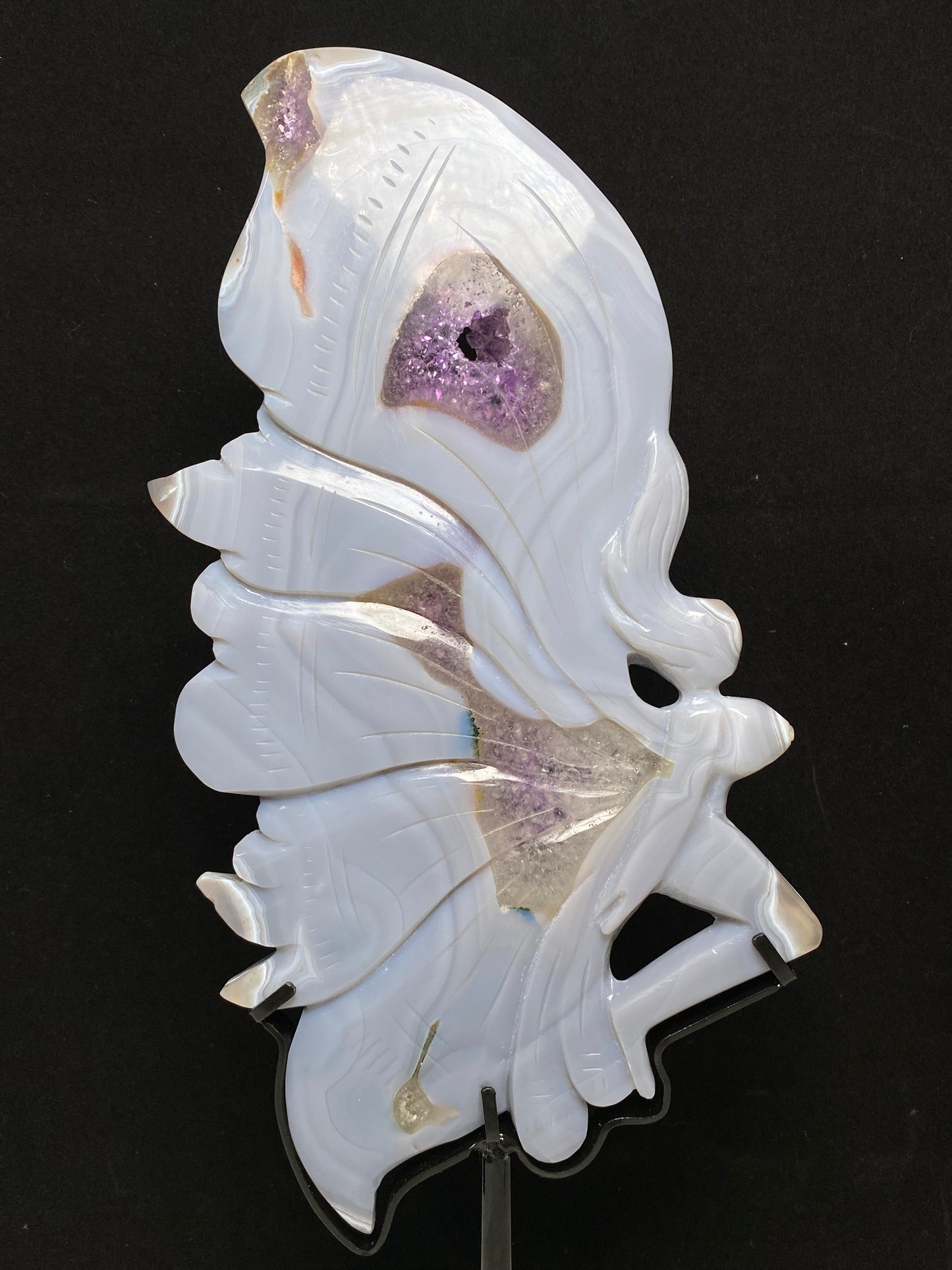 Amethyst agate fairy with stand