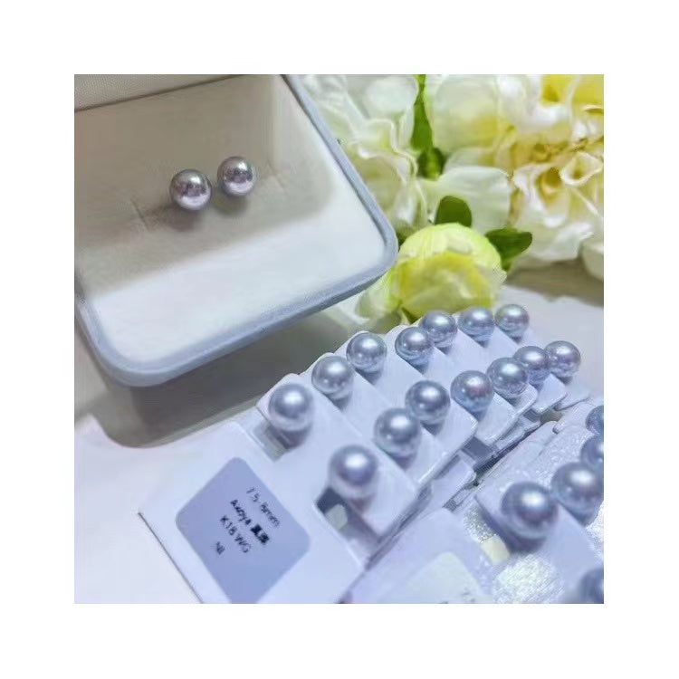 7-9mm Japanese akoya pearl earing G18K sea pearl earrings