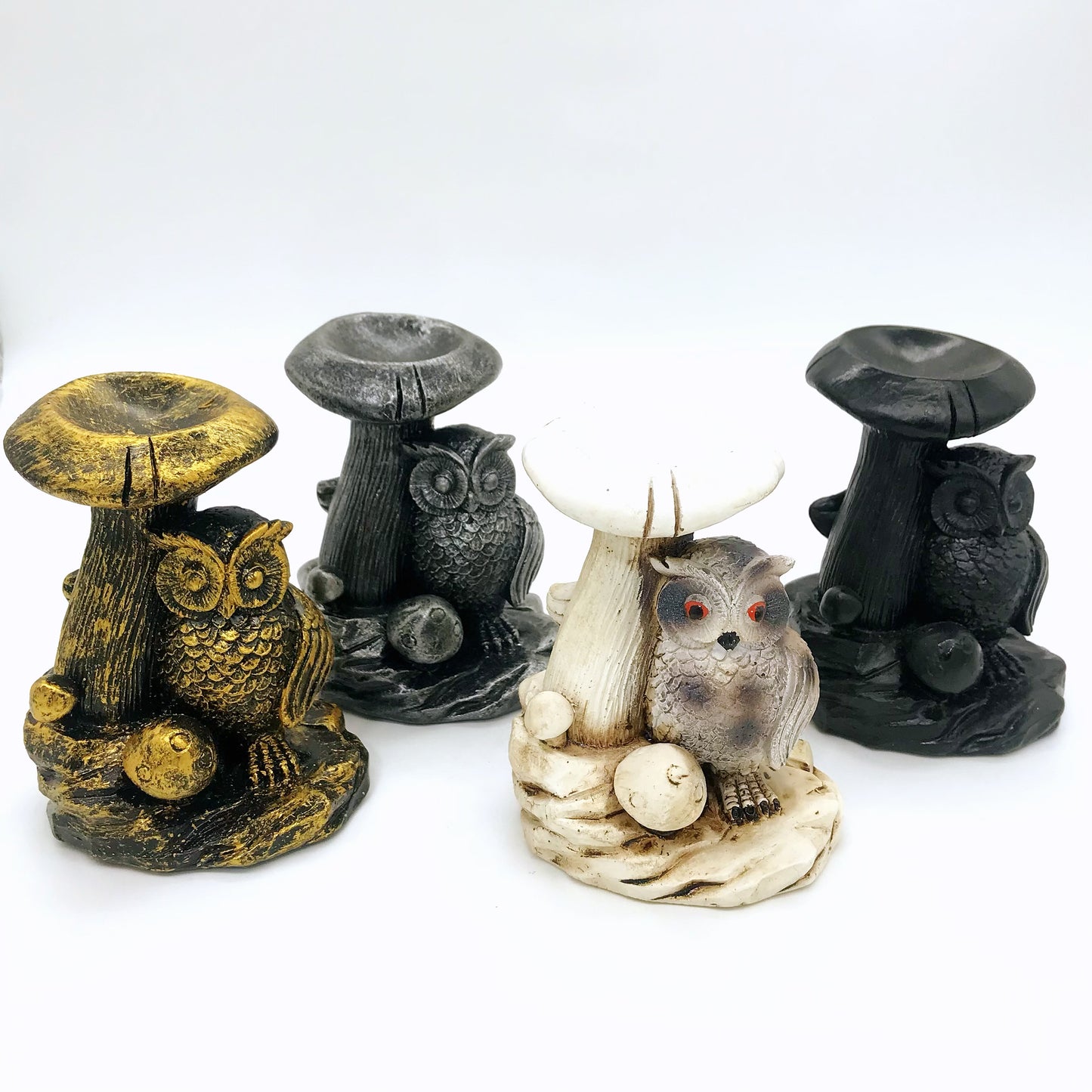 Resin Owl mushroom sphere stands