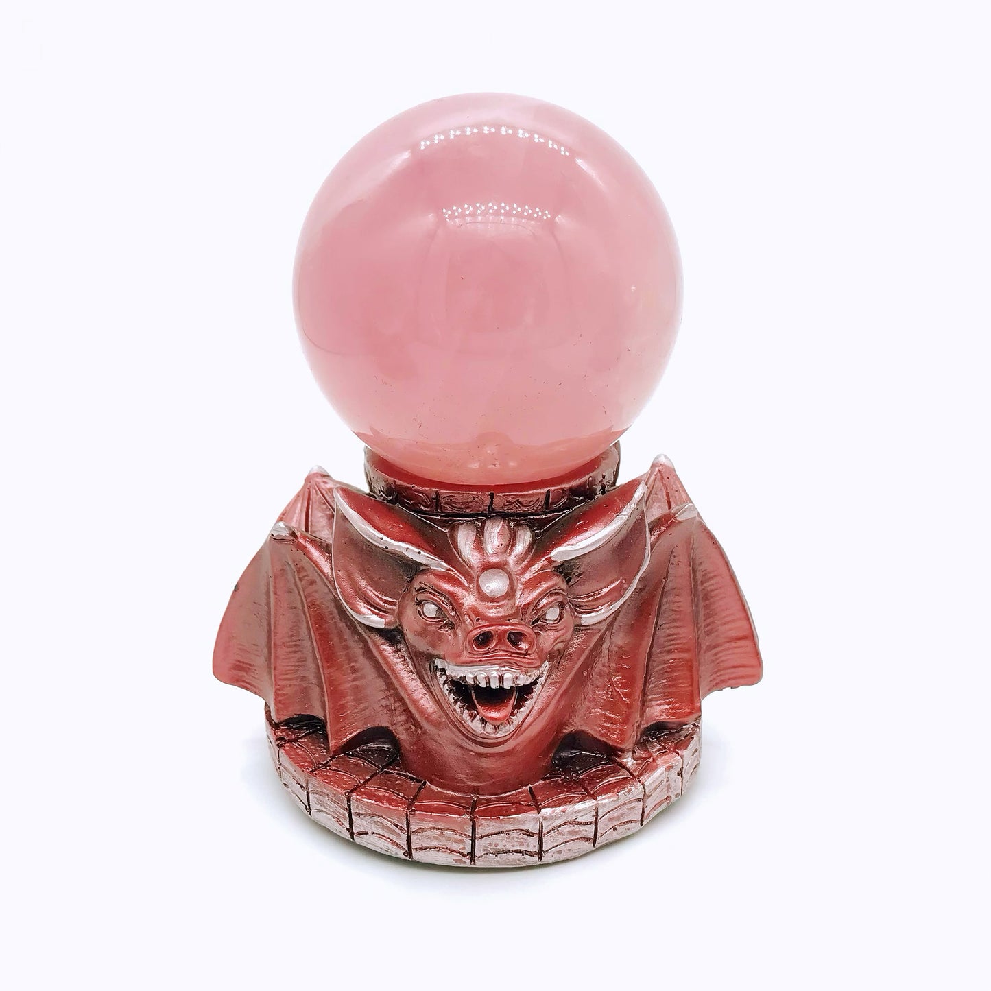 Crystal resin vampire bat sphere stand