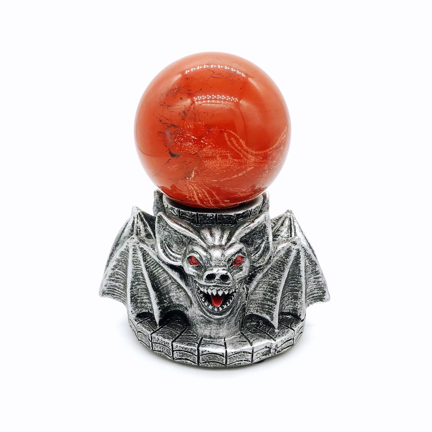 Crystal resin vampire bat sphere stand