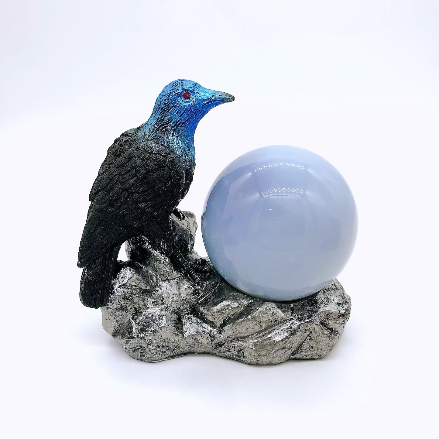 Crystal resin crow sphere stands