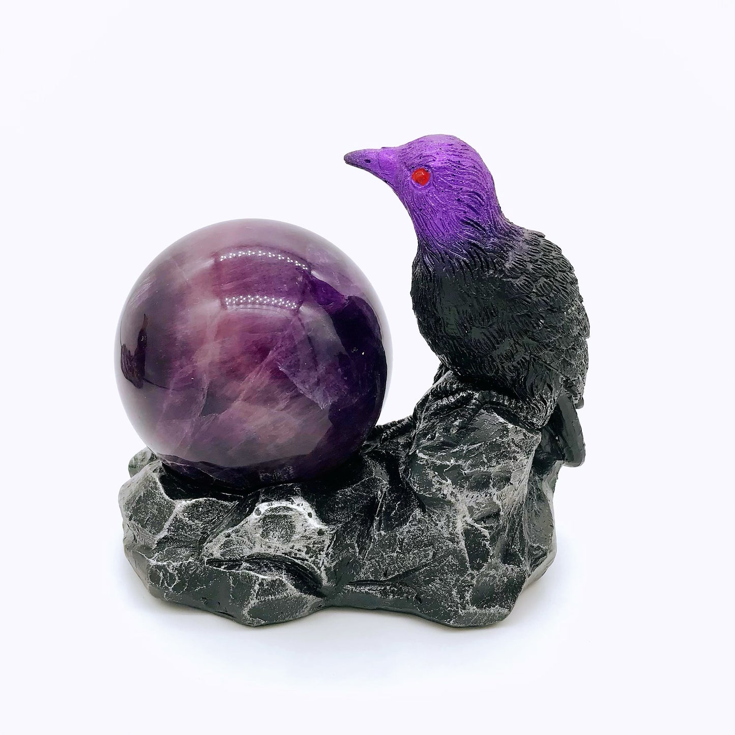 Crystal resin crow sphere stands