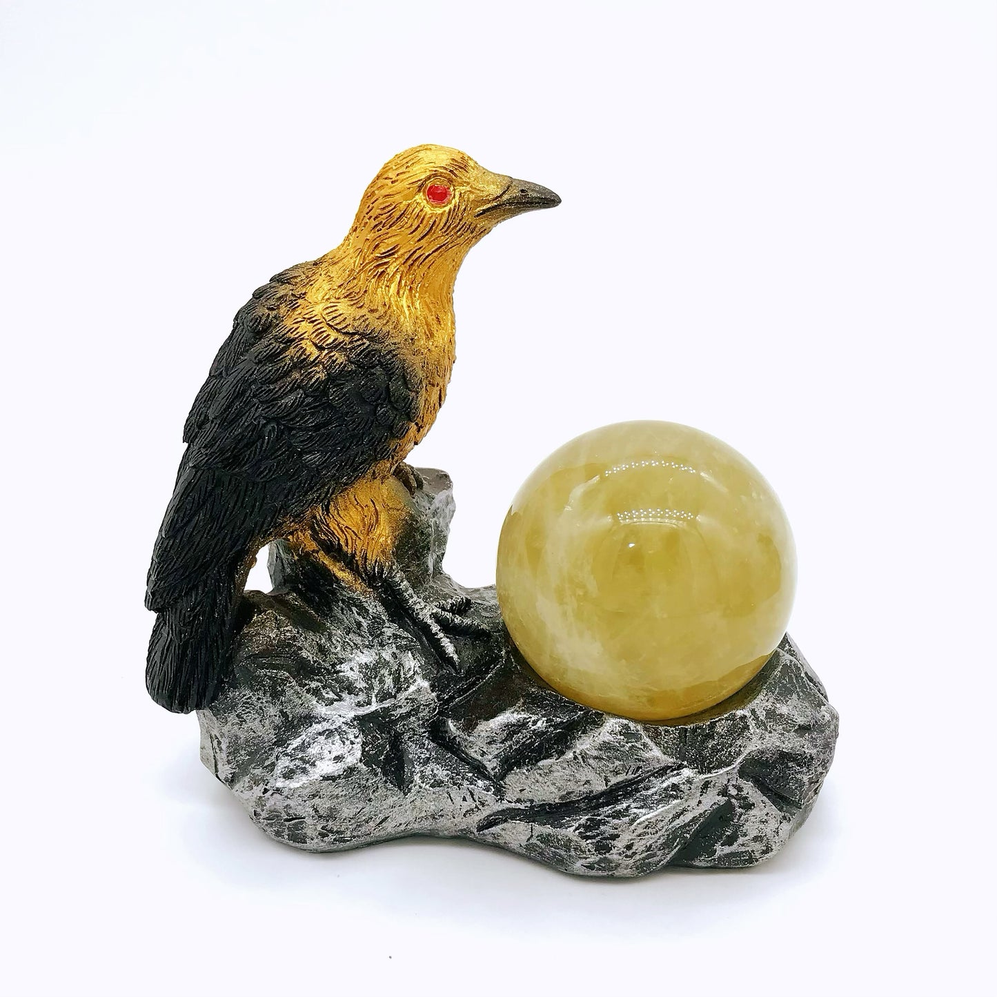 Crystal resin crow sphere stands
