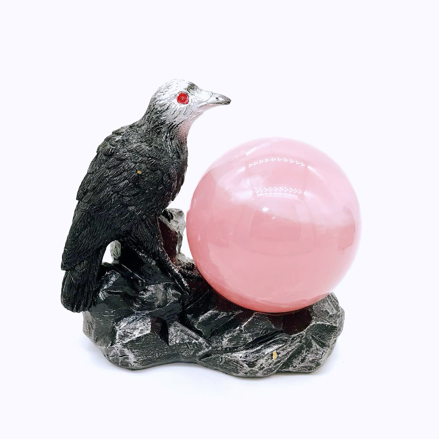 Crystal resin crow sphere stands