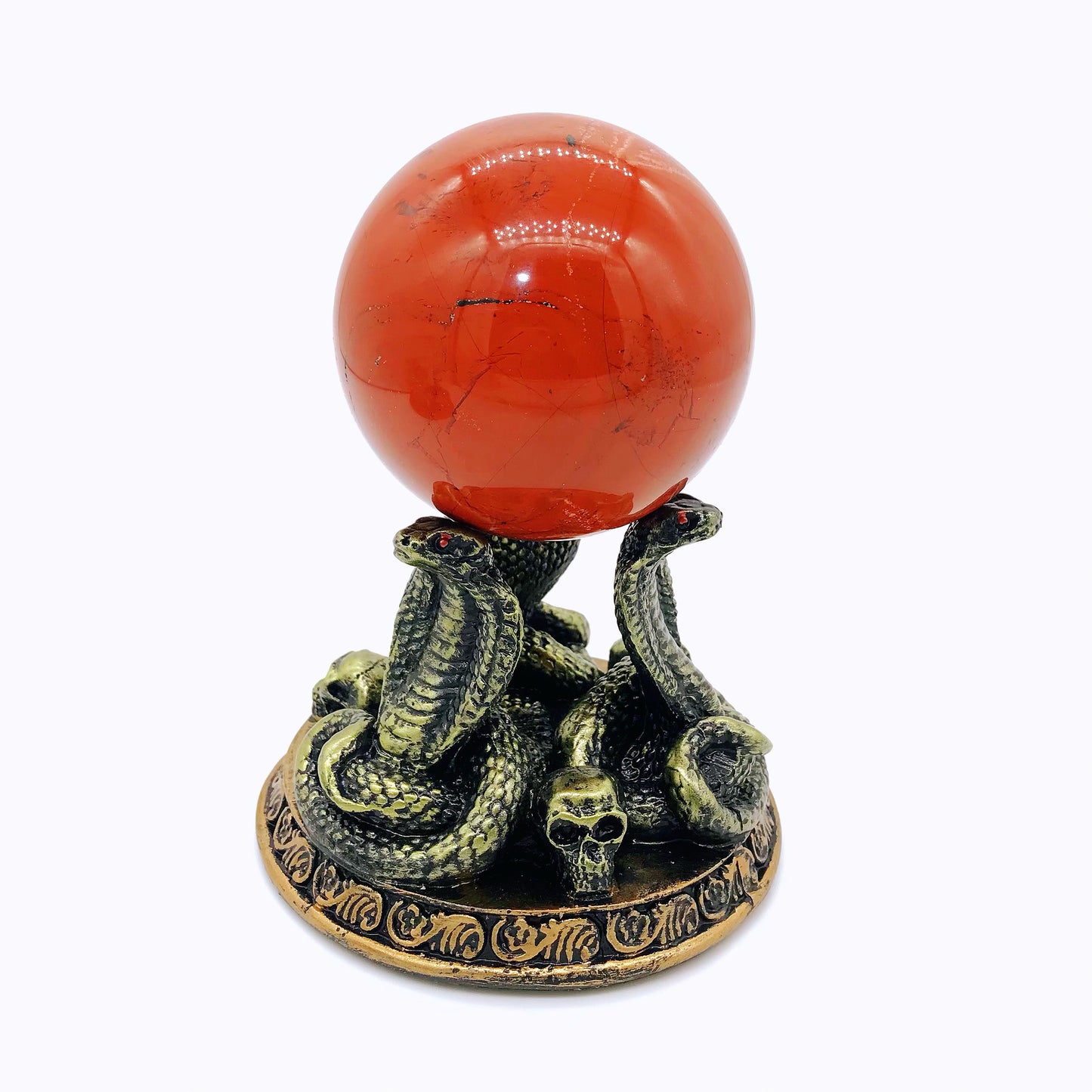 Crystal resin cobra sphere stands