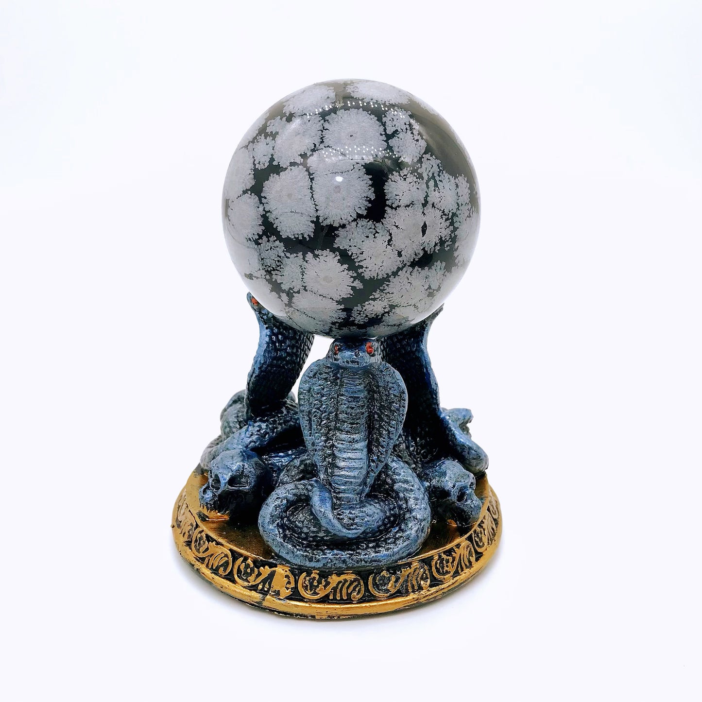 Crystal resin cobra sphere stands