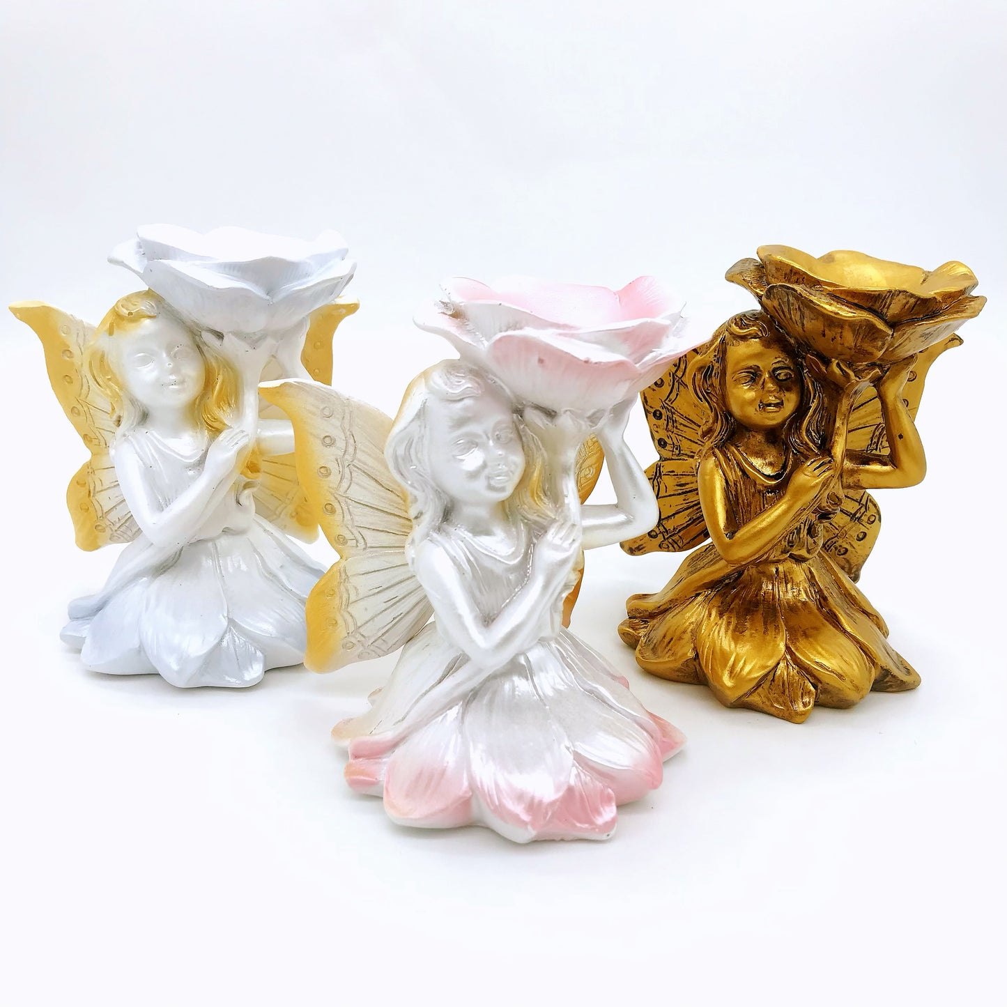 Crystal resin fairy lotus sphere stand