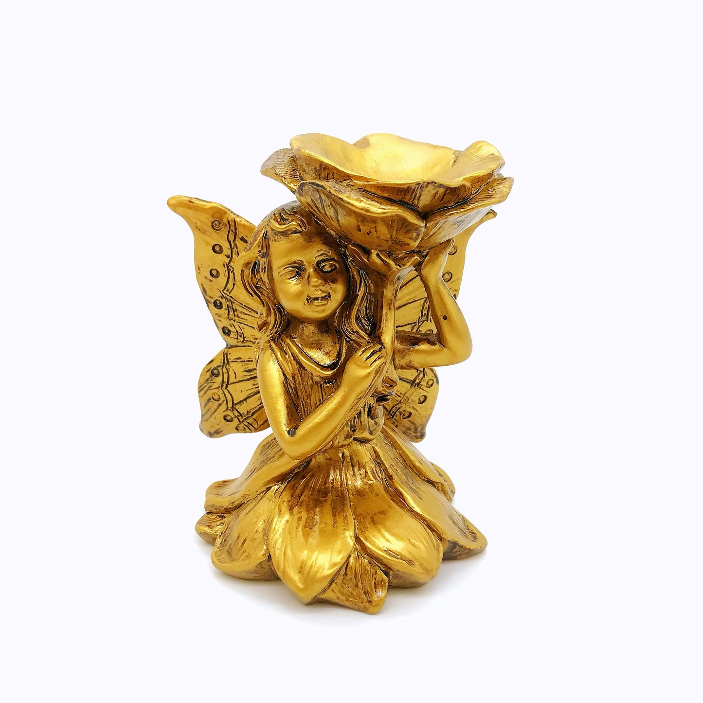 Crystal resin fairy lotus sphere stand