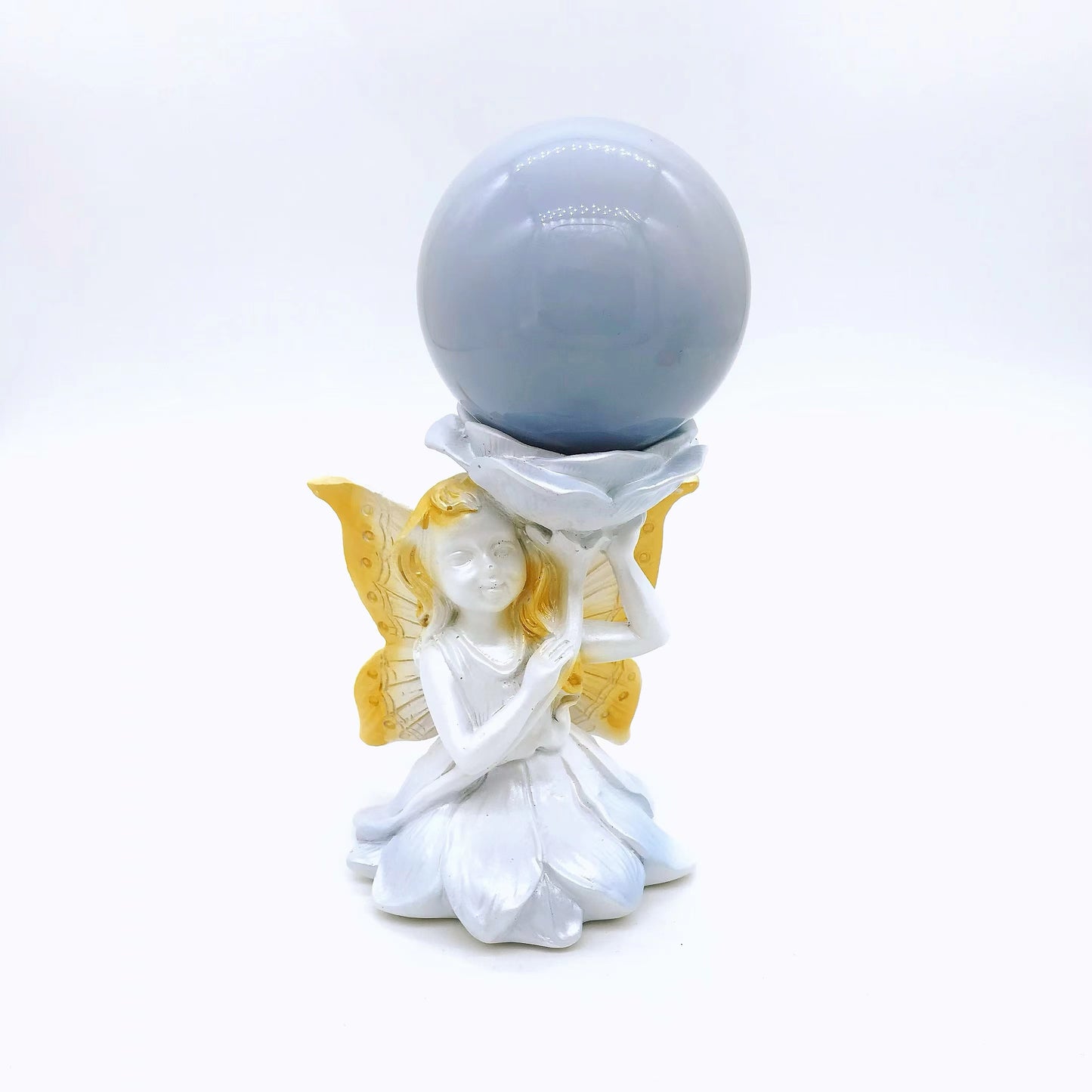 Crystal resin fairy lotus sphere stand