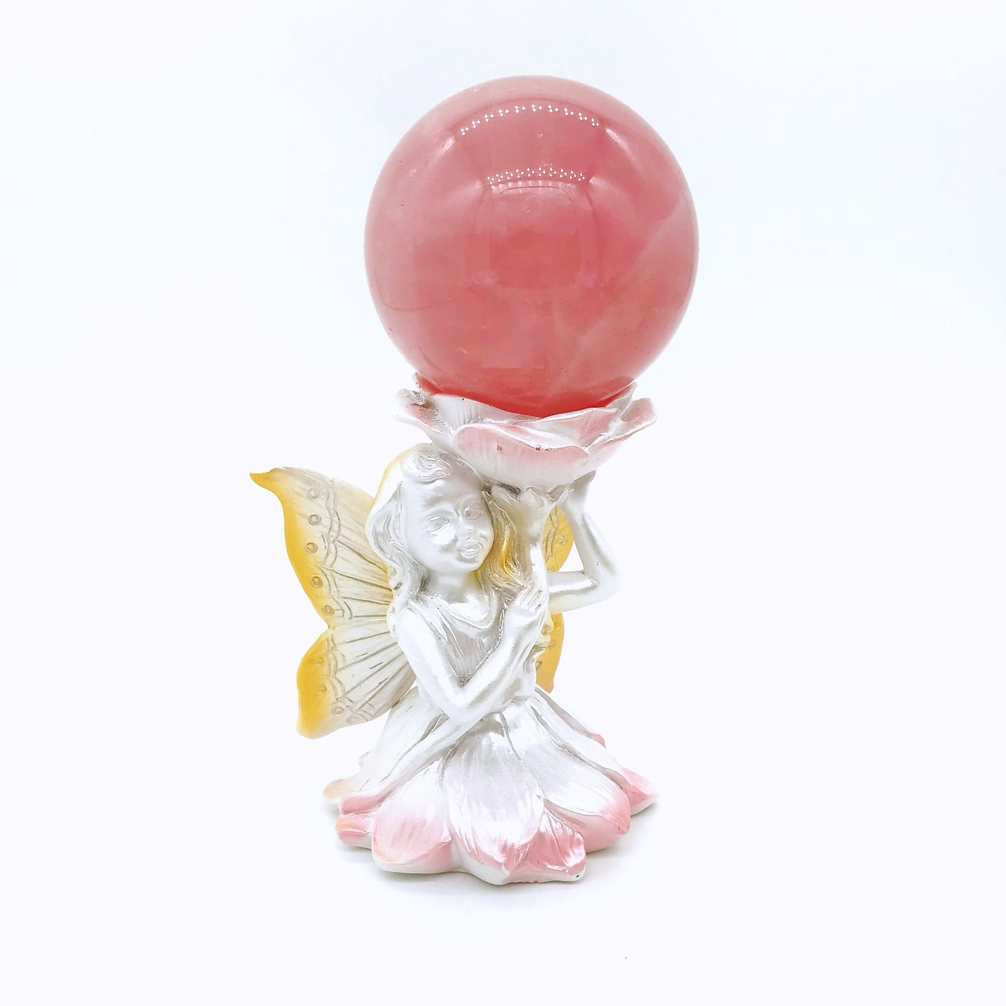 Crystal resin fairy lotus sphere stand