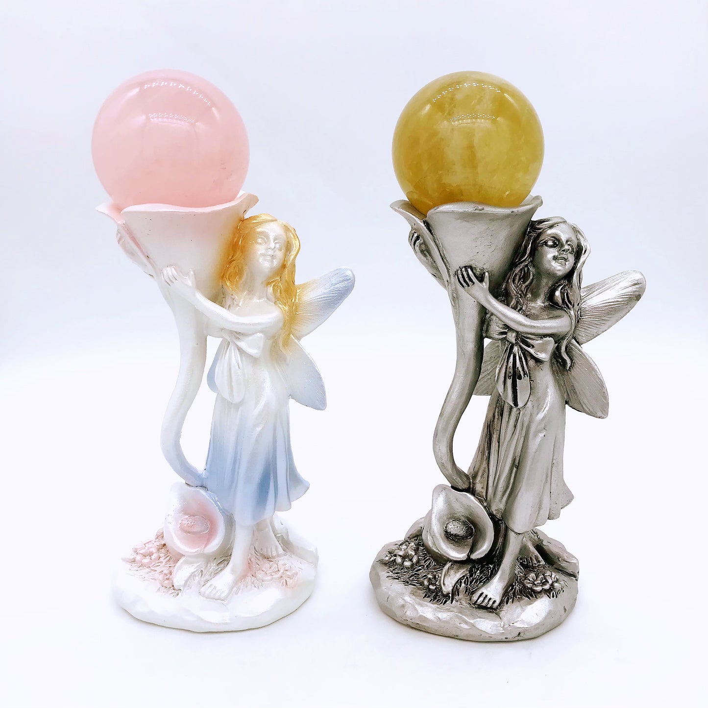 Crystal resin fairy lotus sphere stands