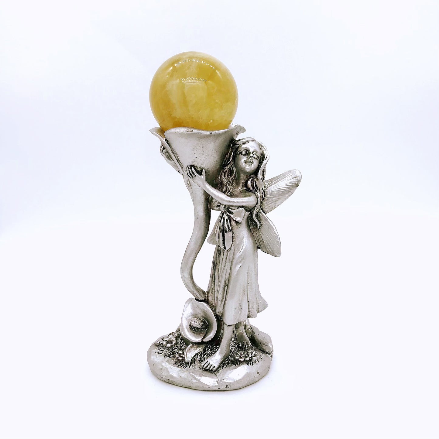 Crystal resin fairy lotus sphere stands