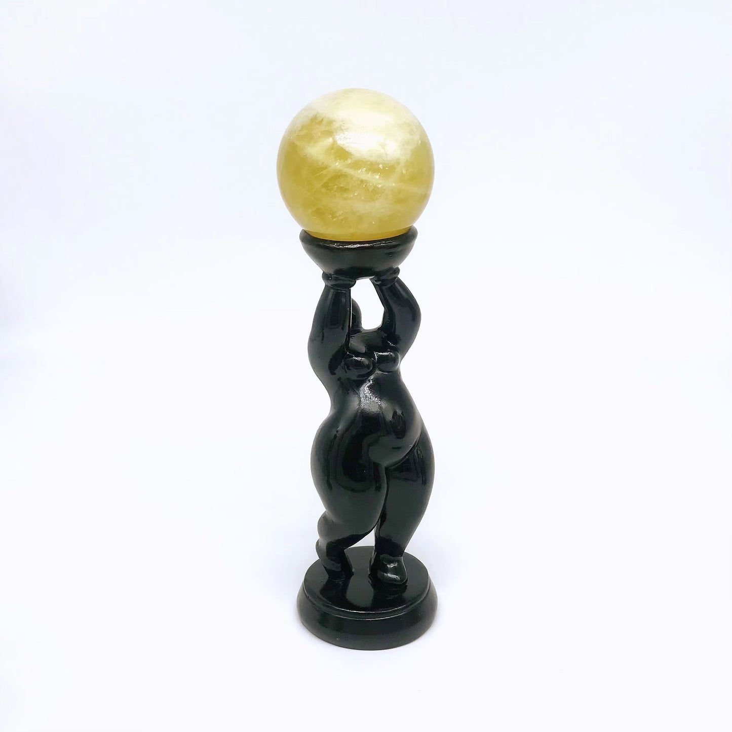 Crystal resin fat standing woman sphere stands