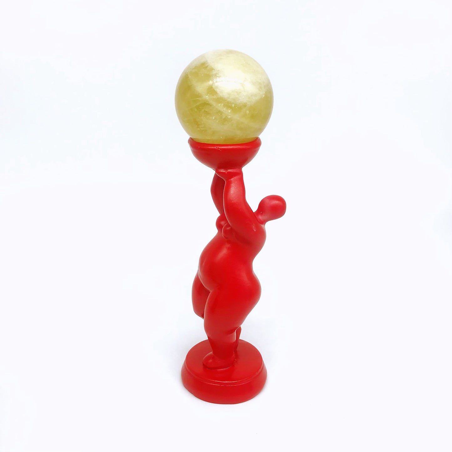 Crystal resin fat standing woman sphere stands