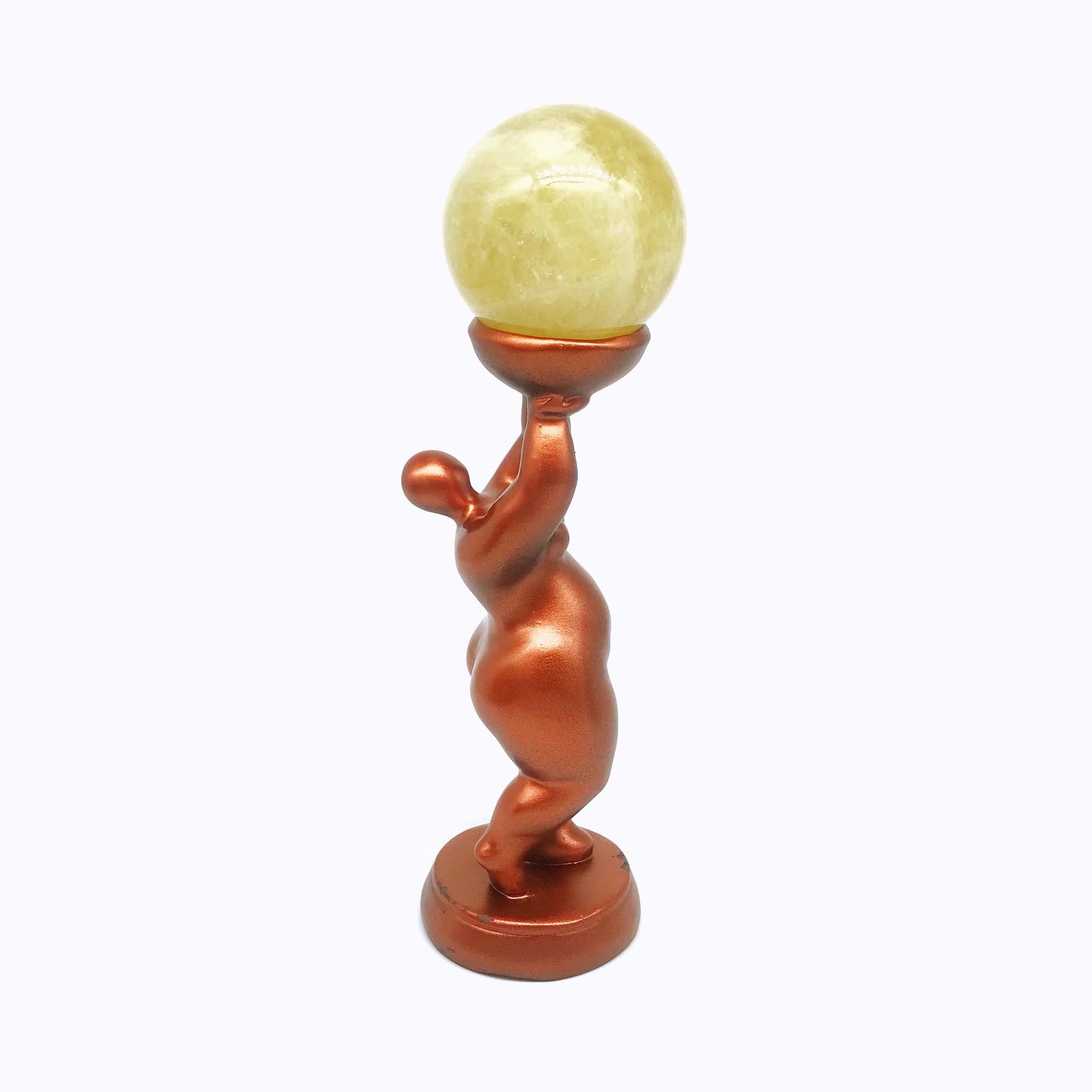 Crystal resin fat standing woman sphere stands