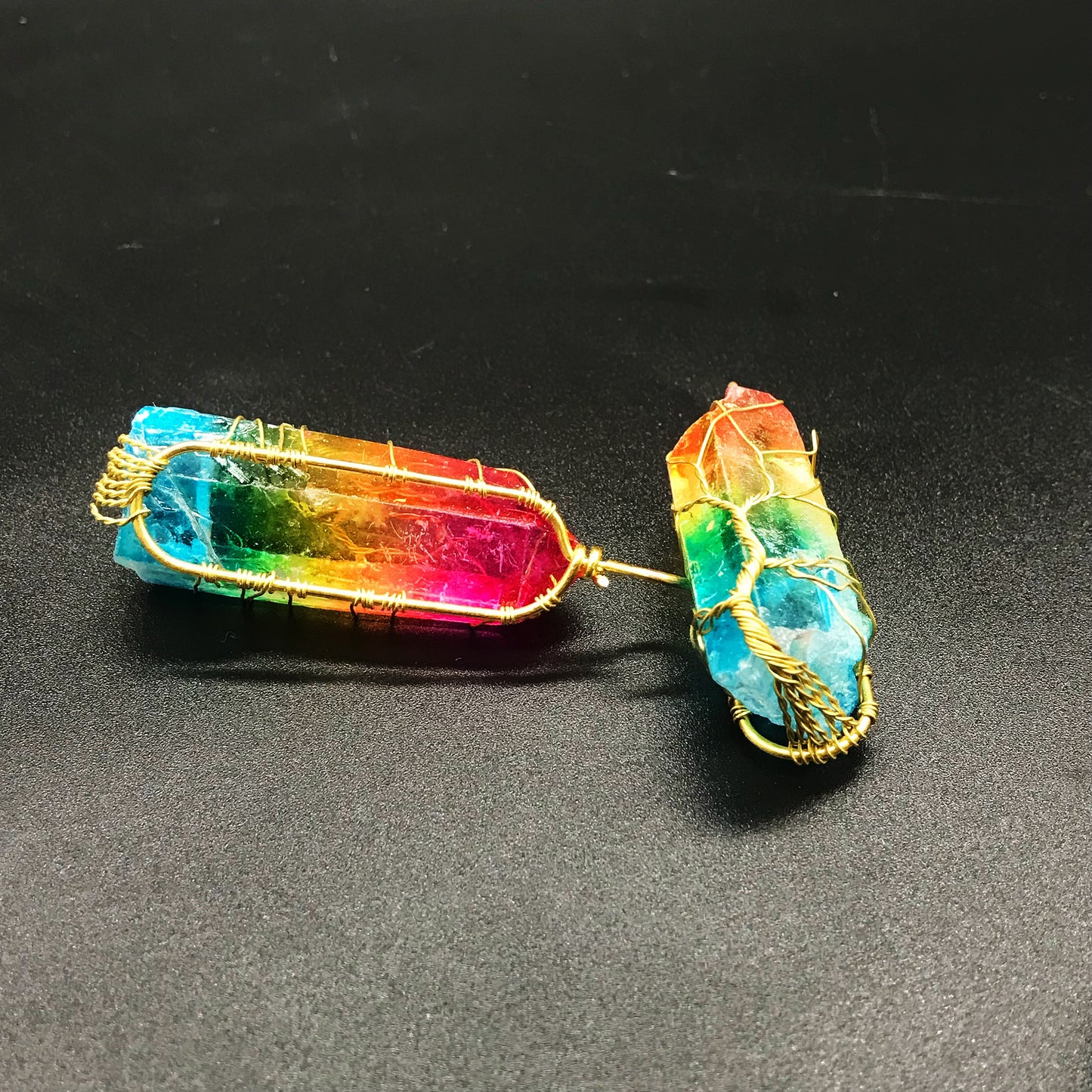 Aura clear quartz pendant
