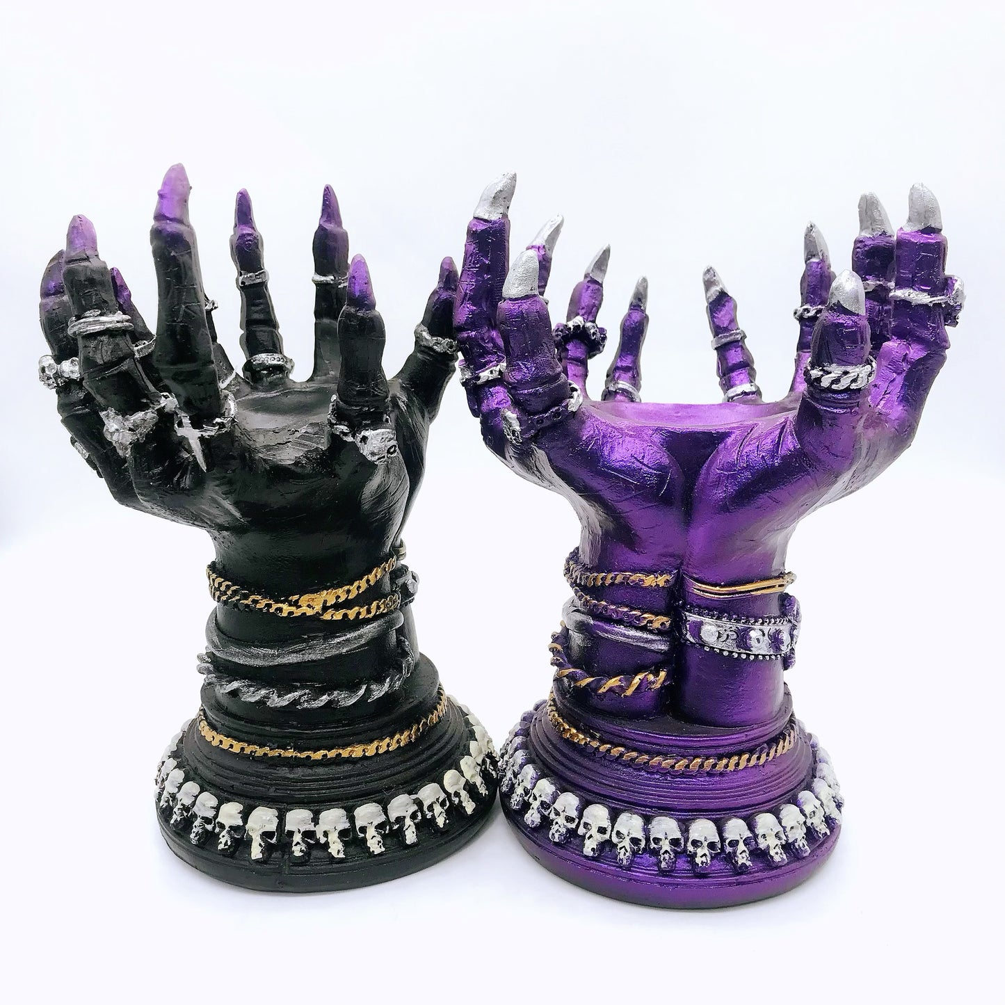 Resin wizard hand sphere stand