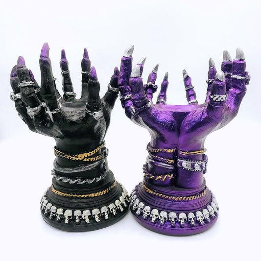Resin wizard hand sphere stand