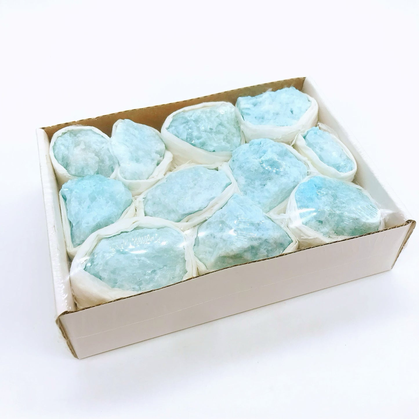 Blue aragonite raw stone box