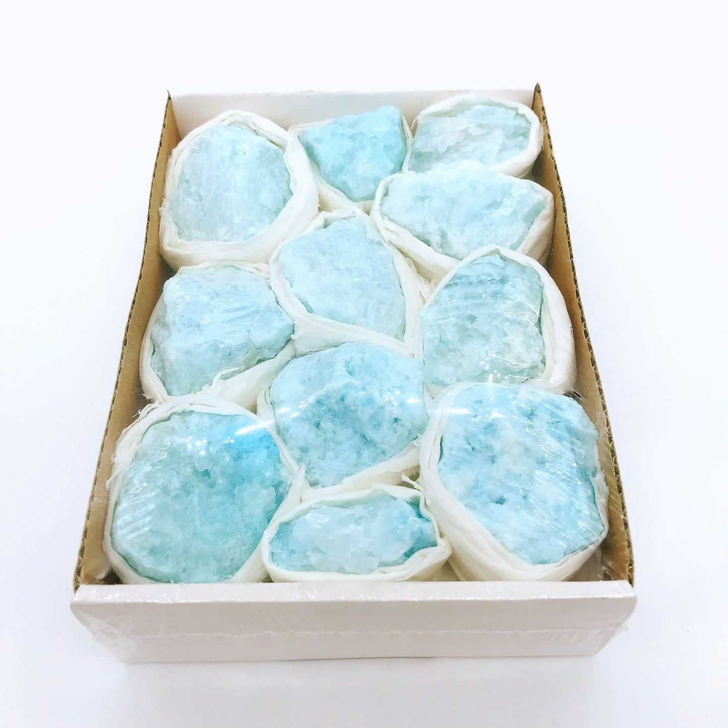 Blue aragonite raw stone box