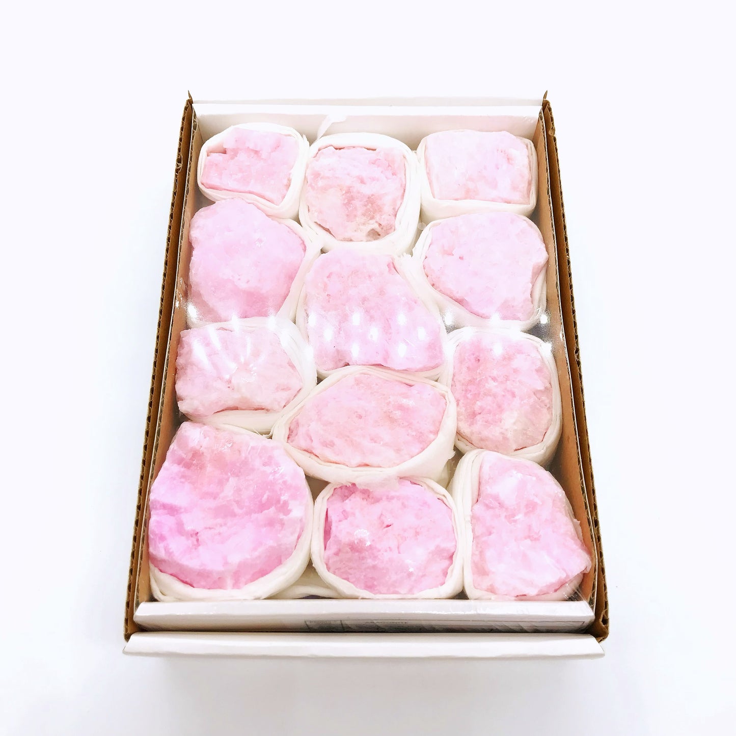 Pink aragonite raw stone box