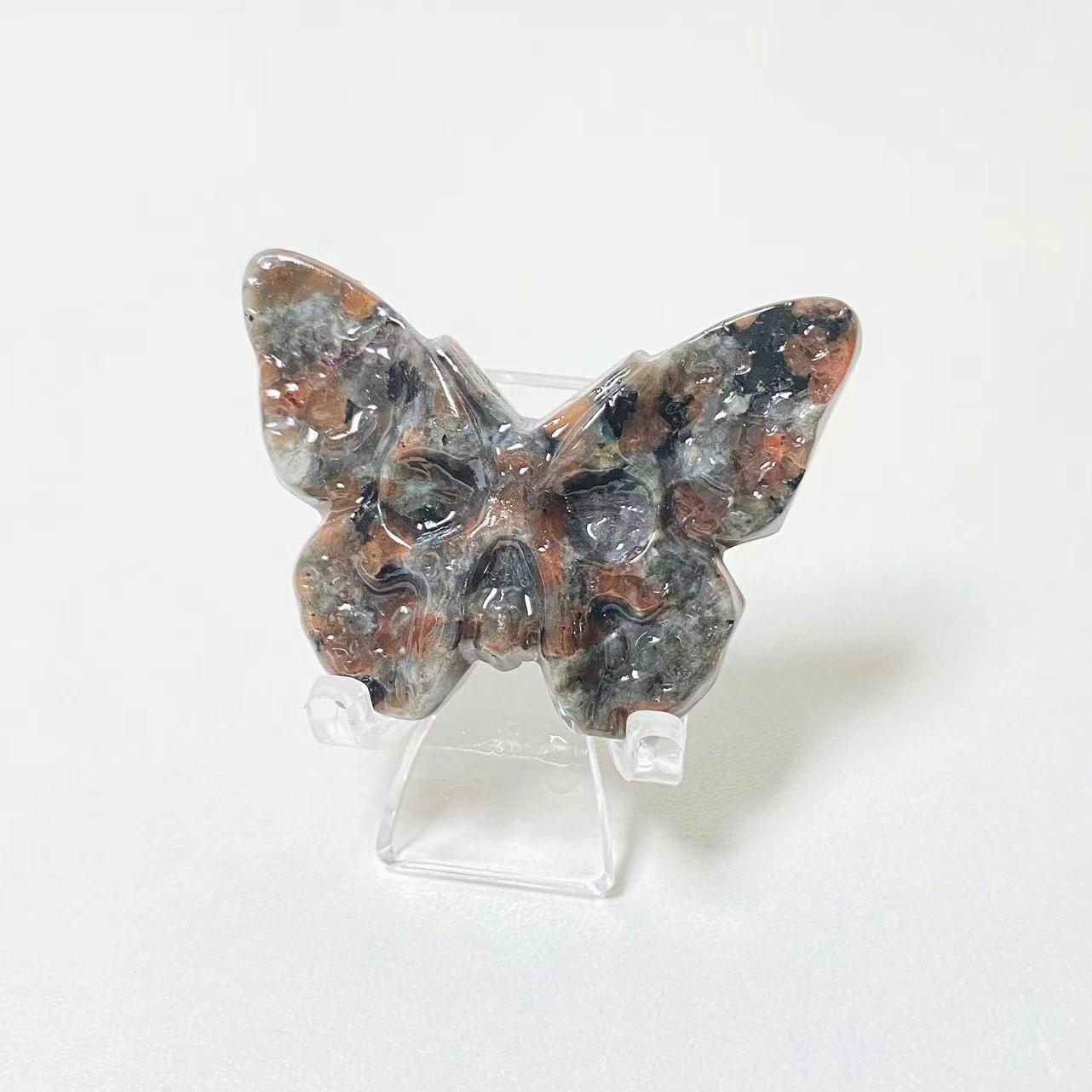 Crystal butterfly skull carvings