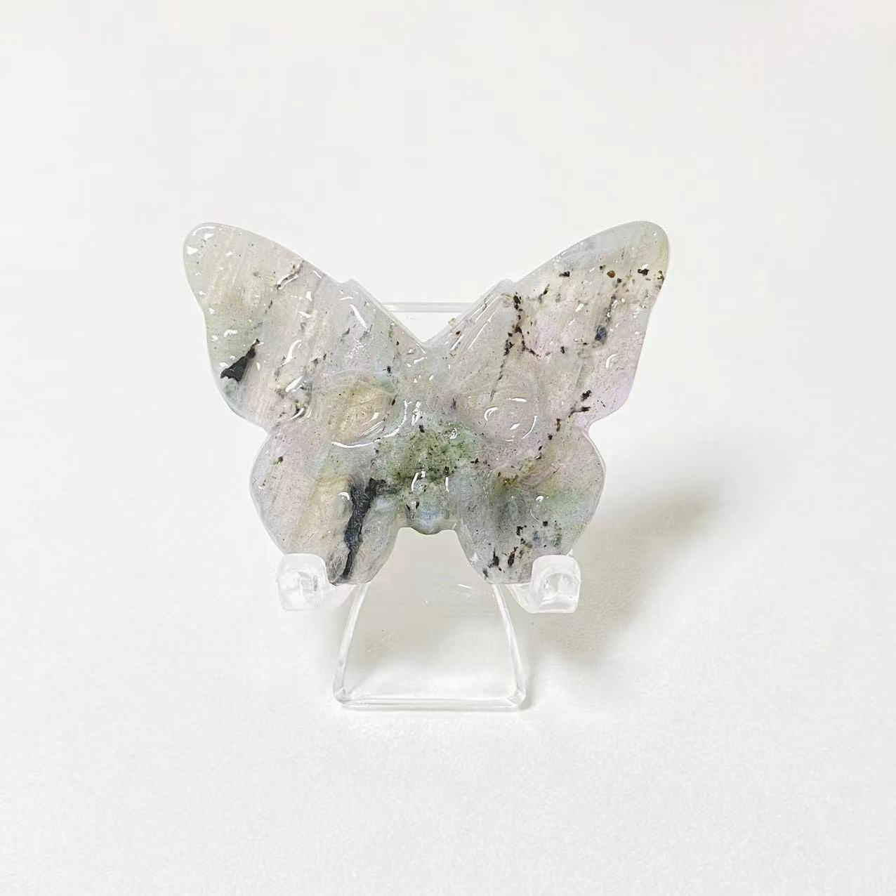 Crystal butterfly skull carvings