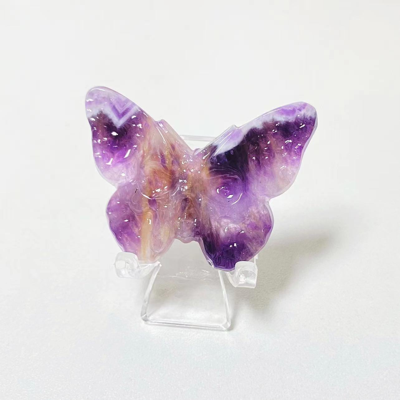 Crystal butterfly skull carvings