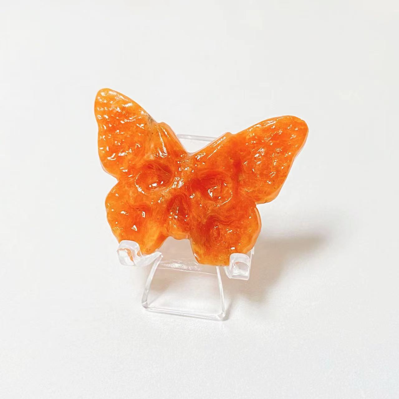 Crystal butterfly skull carvings