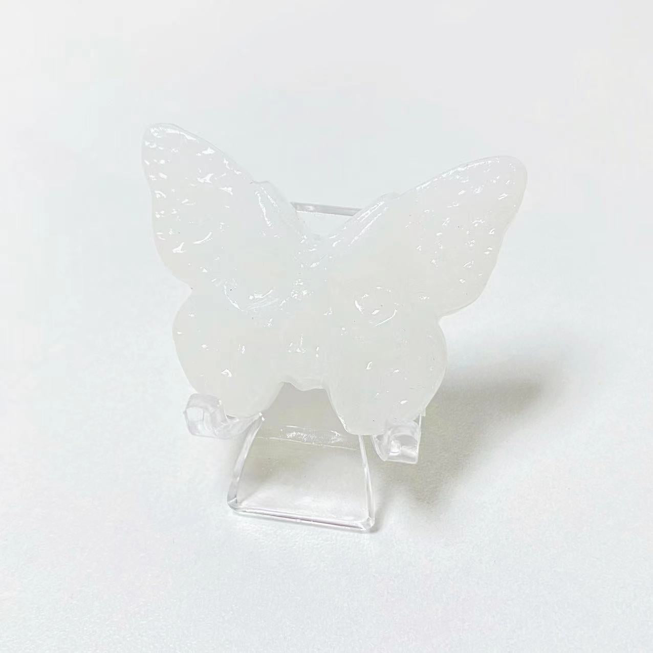 Crystal butterfly skull carvings