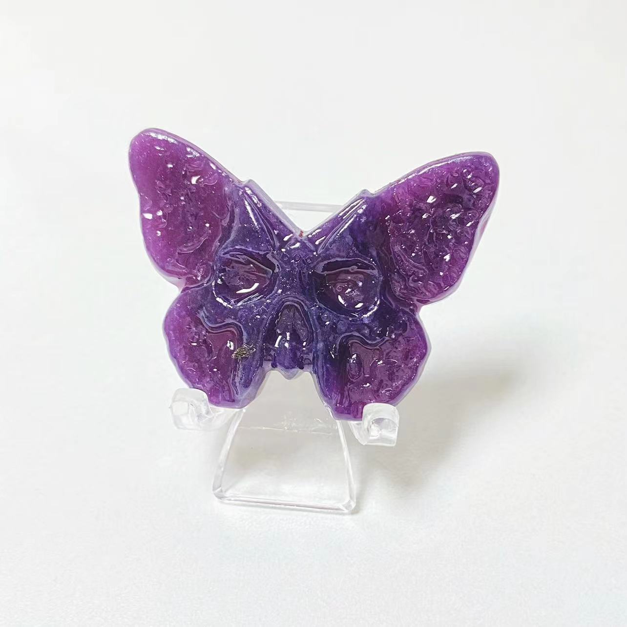 Crystal butterfly skull carvings