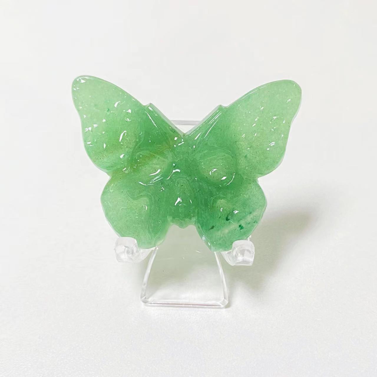 Crystal butterfly skull carvings