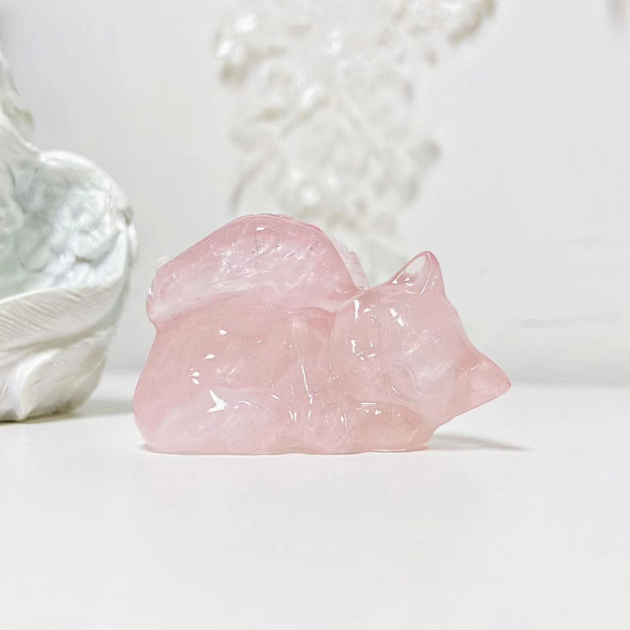 Crystal different materials angel cat carvings