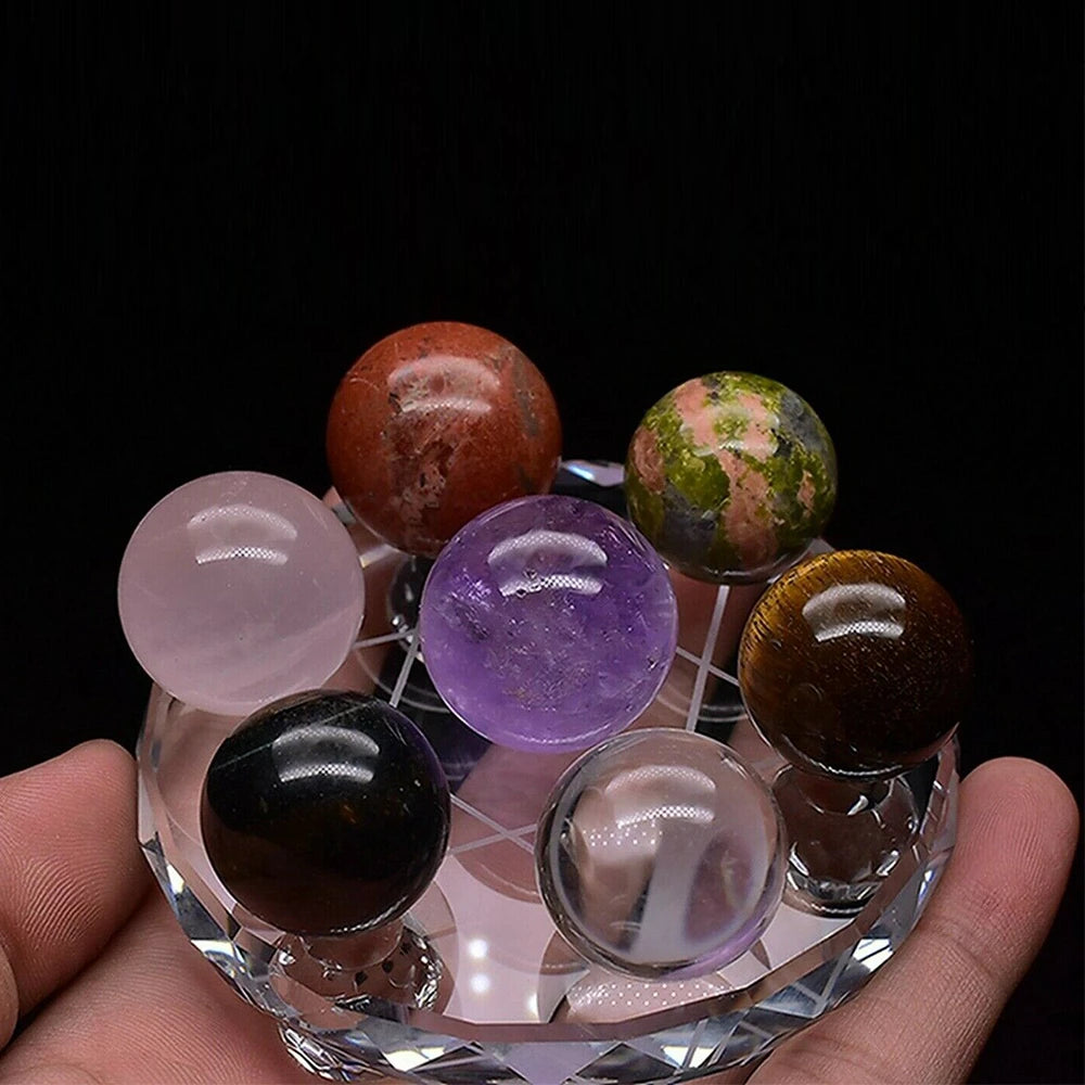 Crystal glass seven spheres stand